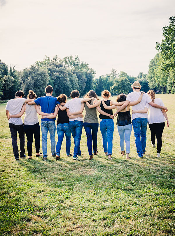 A group of people walking side by side supporting each other through depression